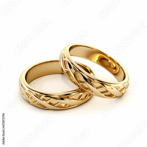 Gold wedding rings isolated on white background