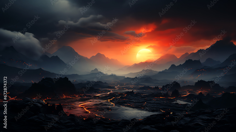 apocalyptic lava landscape