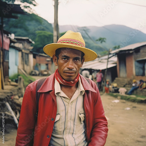 Colombian culture, portrait of latin people, Generative AI