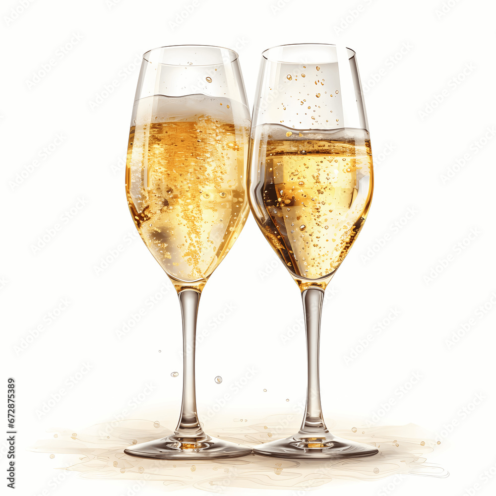 Two glasses of champagne isolated