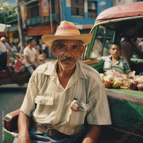 Colombian culture, portrait of latin people, Generative AI photo