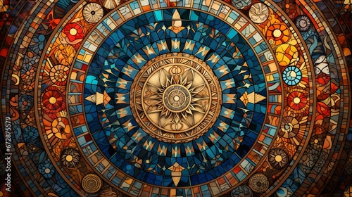 A mandala resembling the patterns of ancient mosaics  each piece telling a story of history and culture.