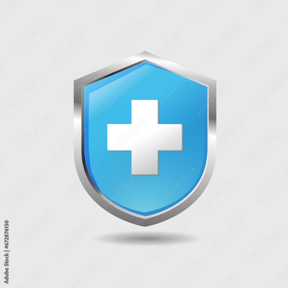 Fototapeta premium Shield Shape with Silver Gradient. Sheild security and guarantee symbol vector design element