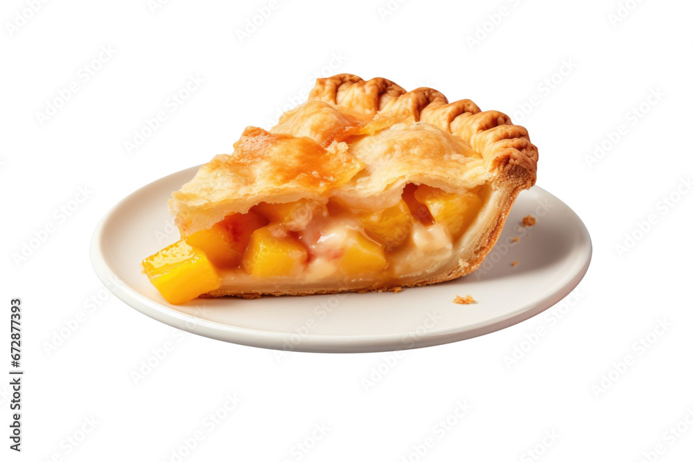 A Plate of Peach Pie Isolated on a Transparent Background 