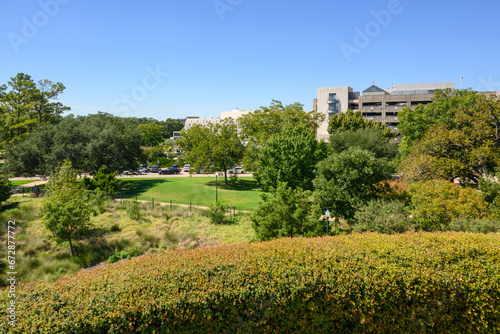 Obraz na płótnie Hermann Park in Houston. Houston Museum of Natural Science in background , Texas, USA w salonie
