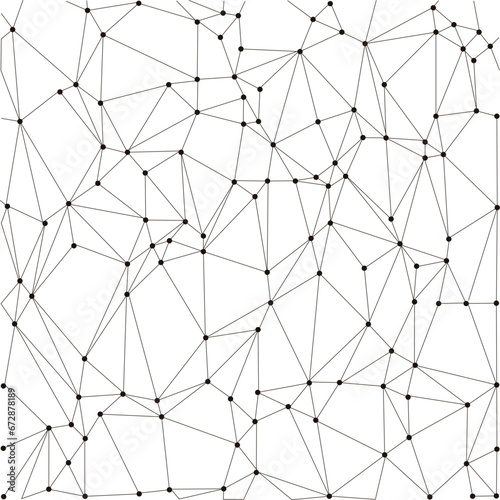 Low Poly Technology background, Seamless Patterns Outline Polygon with Connected Dots, White Background