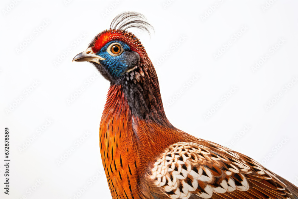 Pheasant on white background