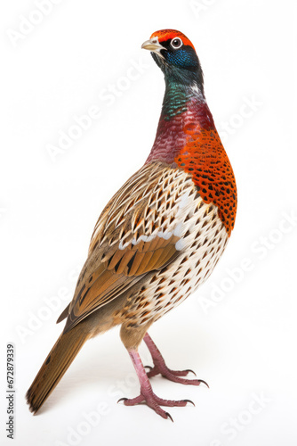 Pheasant on white background