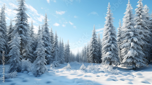 winter landscape  forest with snow winter desktop wallpaper © Volodymyr