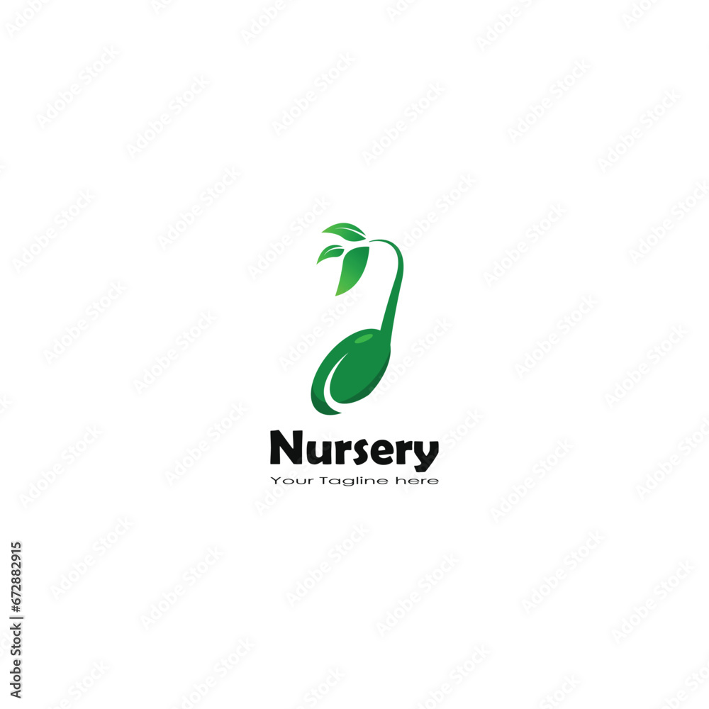 Fototapeta premium Nursery, sprouting seed logo vector graphics