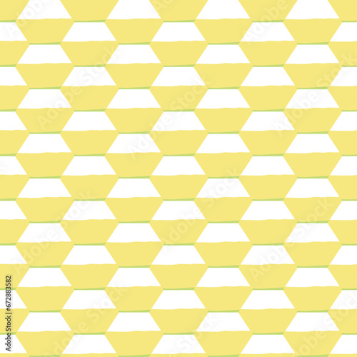 Abstract white trapezoid shape on yellow background photo