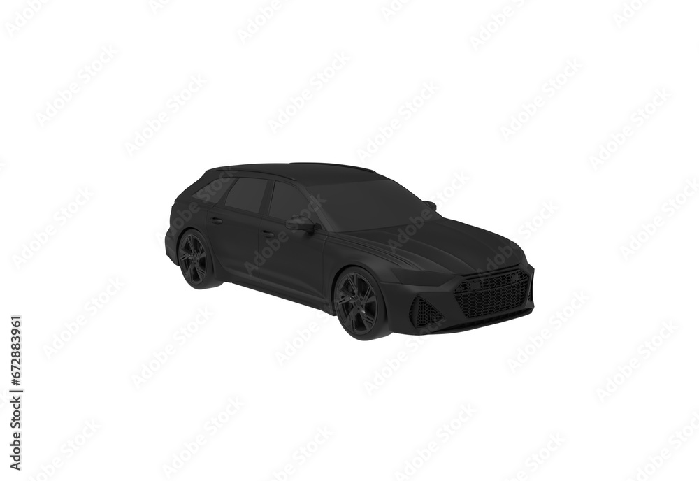 Audi car angle view without shadow 3d render