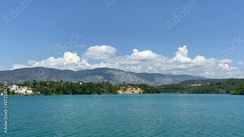 View from the ship to the Turkish mountains and forest