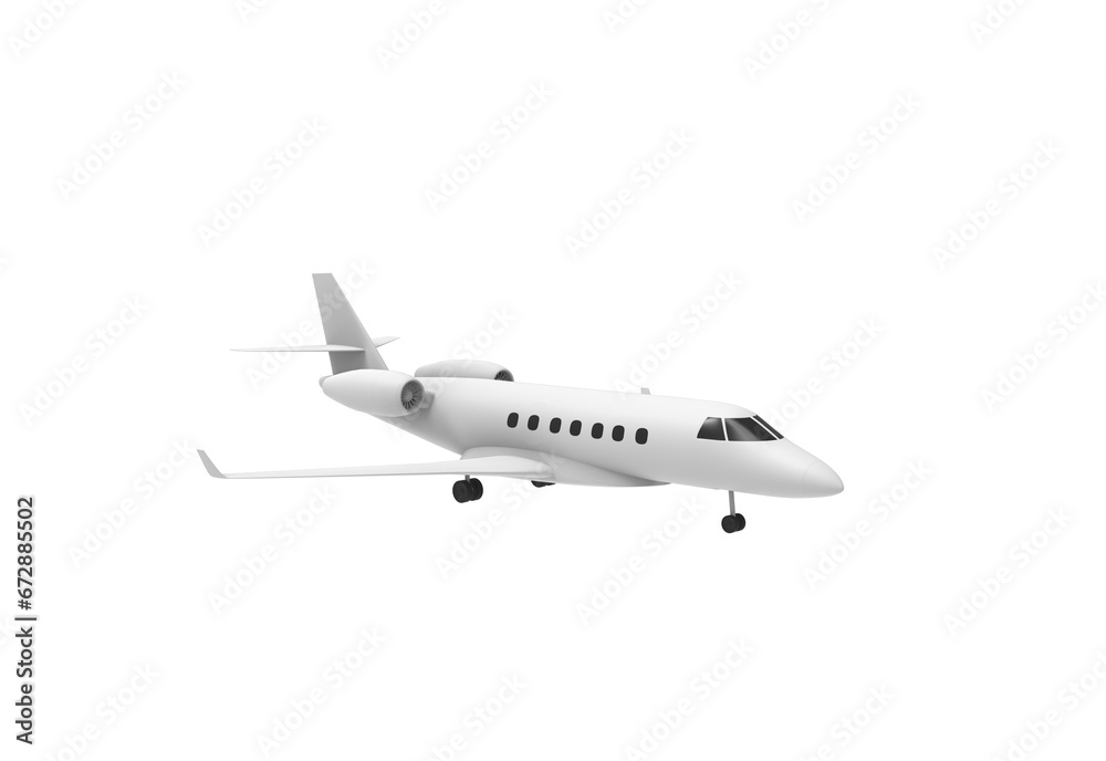 private jet angle view without shadow 3d render