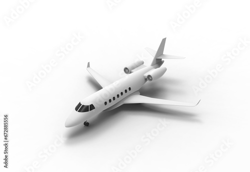 private jet top view with shadow 3d render