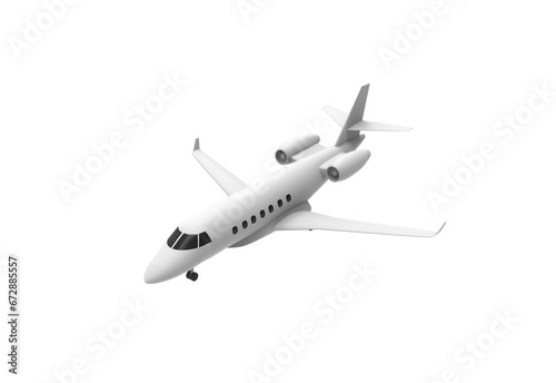 private jet top view without shadow 3d render