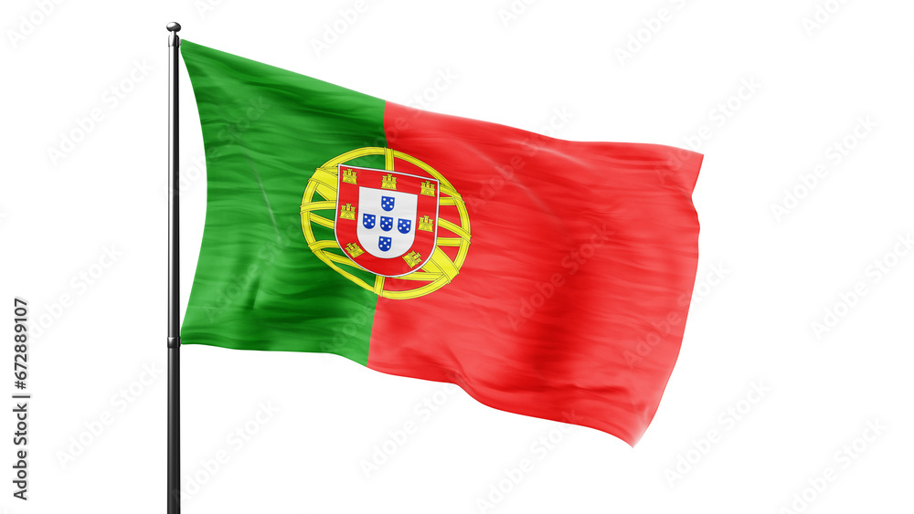 3d flag of Portugal isolated on white, png transparent