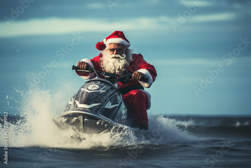 Santa Claus on a jetski photo
