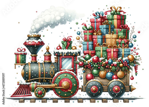 Christmas Train Loaded with Gifts