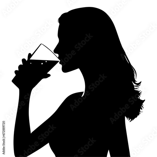 Woman Drink Water Vector silhouette illustration