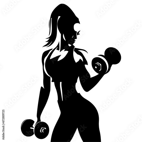 Woman Doing Gym Vector silhouette illustration black color