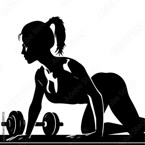 Woman Doing Gym Vector silhouette illustration black color