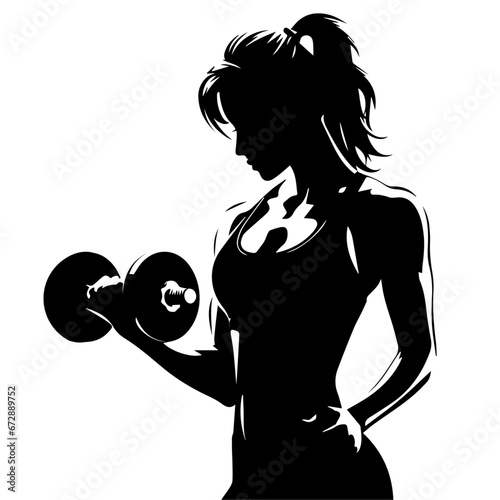 Woman Doing Gym Vector silhouette illustration black color