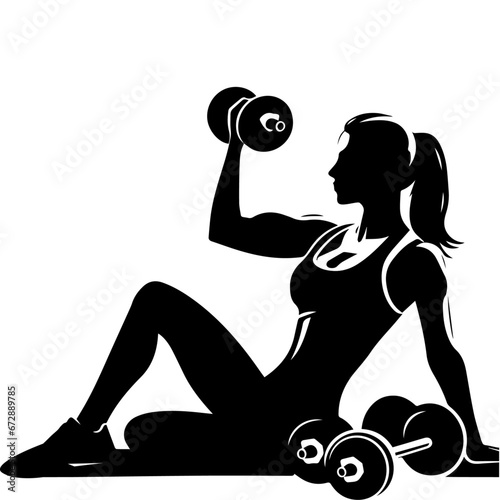 Woman Doing Gym Vector silhouette illustration black color