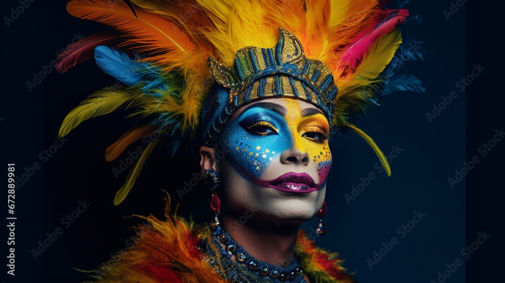 Portrait of a beautiful woman with creative make-up and carnival mask generativa IA Portrait of a beautiful woman with creative make-up and carnival mask generativa IA