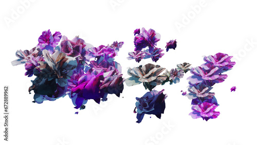 Fototapeta Naklejka Na Ścianę i Meble -  Pink and Purple Petal Panoramic Transparent Background. Rosa Overlay Texture. Sakura Isolated Banner. Flower Wallpaper Design.