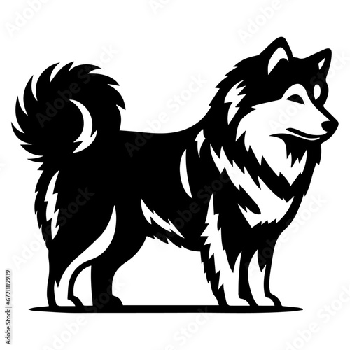 Yakutian Laika vector silhouette illustration black color
