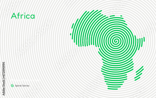 Creative circle map of Africa. Political map. Spiral fingerprint series 