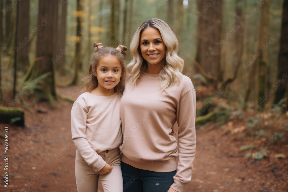Naklejka premium A beautiful woman with her young daughters,