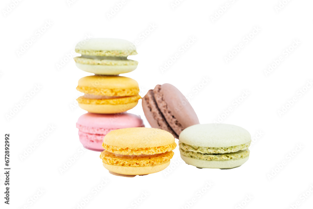 stack of different colored tasty macaroons isolated against transparent background stack of different colored tasty macaroons isolated against transparent background