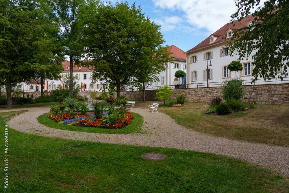 Kurpark im Bayerischen Staatsbad Bad Bocklet, Landkreis Bad Kissingen, Unterfranken, Franken, Bayern, Deutschland