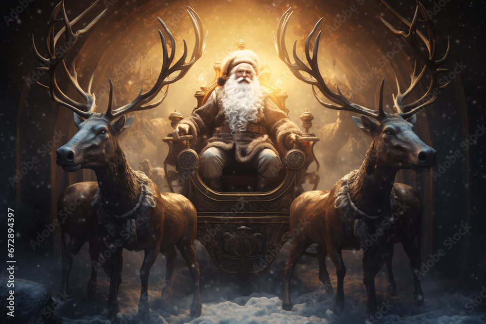 Santa and his reindeers