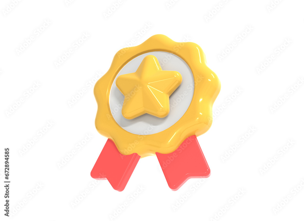 Star badge icon isolated on white background. 3D render illustration Star badge icon isolated on white background. 3D render illustration