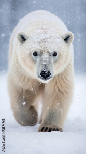 Beautiful lonely polar bear in snow © Sohaib q