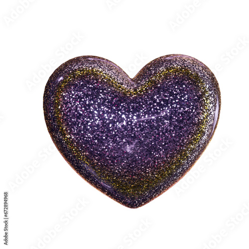Glittery 3d heart isolated on transparent