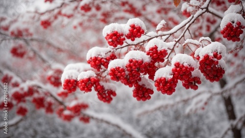 red berries covered with snow