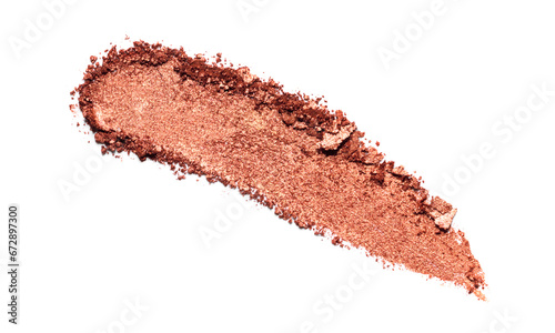Brown eyeshadow texture swipe isolated on white background. Cosmetic product brush swatch