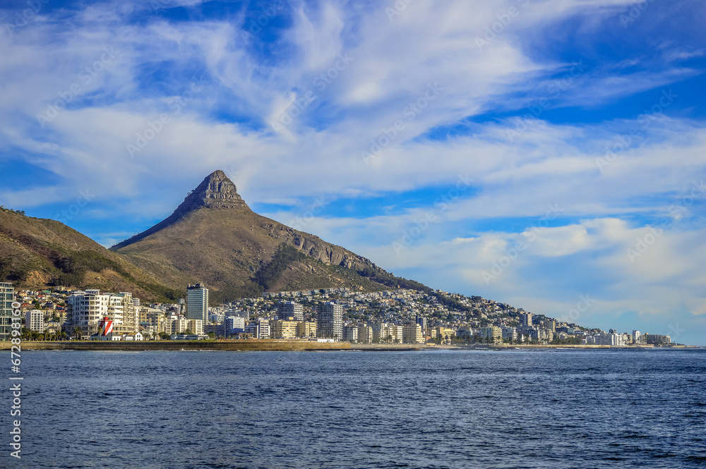 Lion's head and signal hill along Atlantic coast in cape town