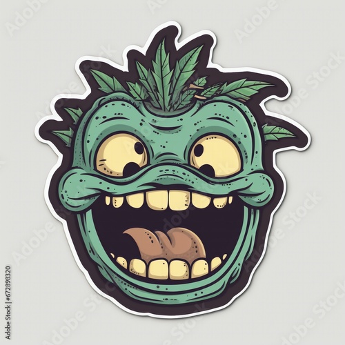 Cannabis sticker smiley face happy face  © Darian