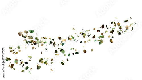 Green and Gold Leaves across a Curving Diagonal Band