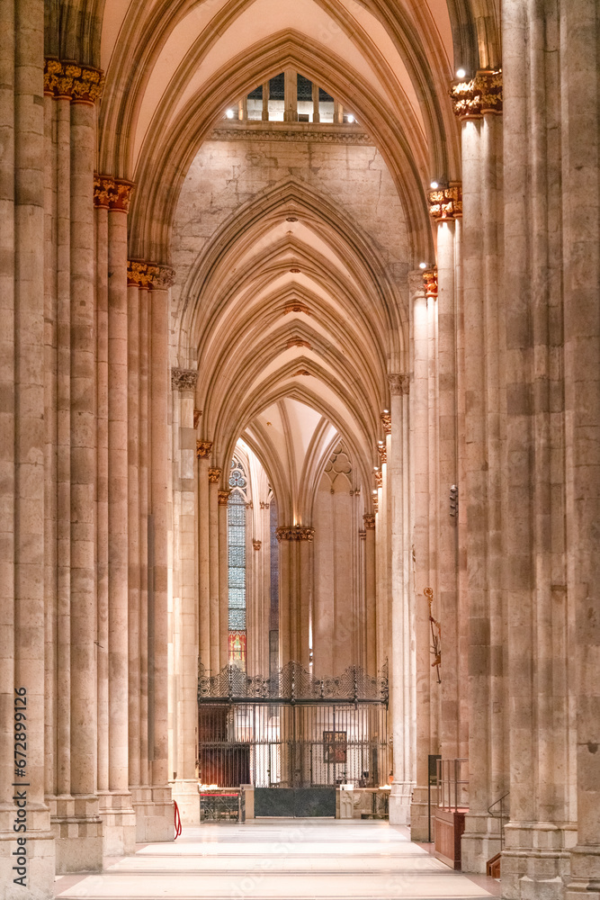 Fototapeta premium arches of a church building, view from inside
