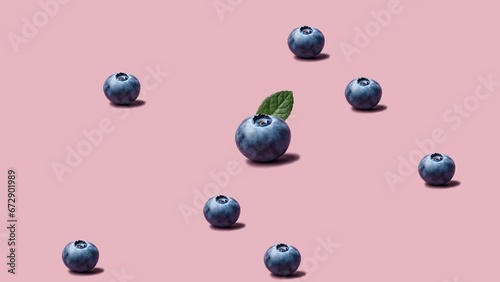 Wallpaper Mural Stop motion Cut and whole Blueberry appear and disappear on pastel background. High quality video 4K. Detailed stop motion video. Background or wallpaper in food and drinks videos. Torontodigital.ca