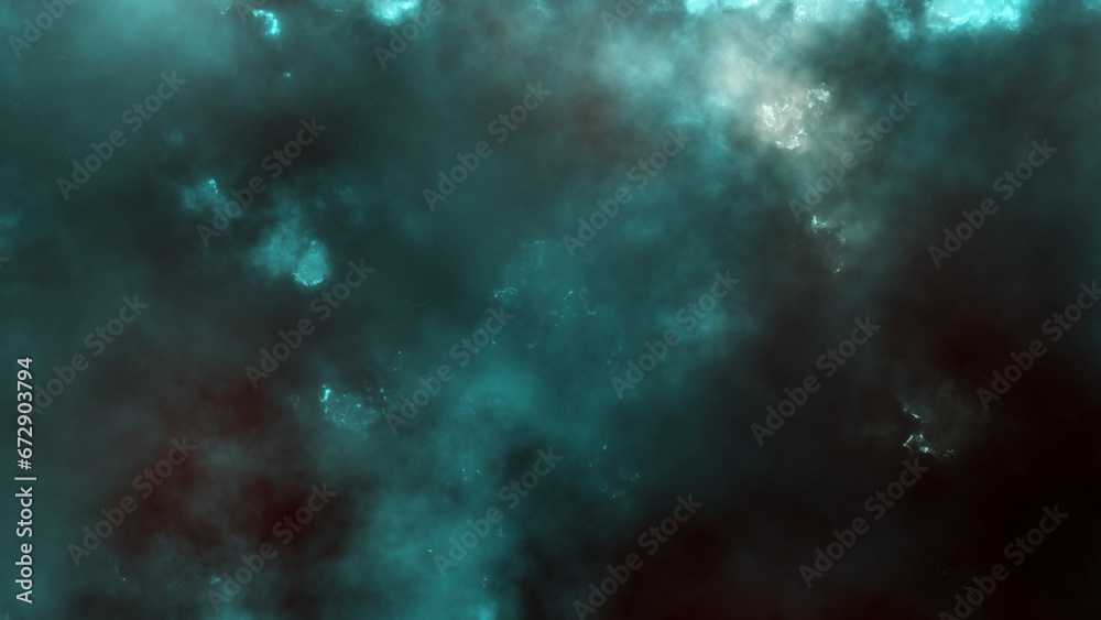 Fototapeta premium Abstract blue sparkles and smoke on dark background