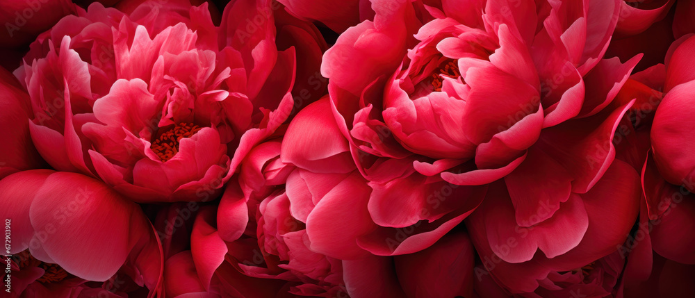 Lush peony petals in macro detail, soft and vibrant.