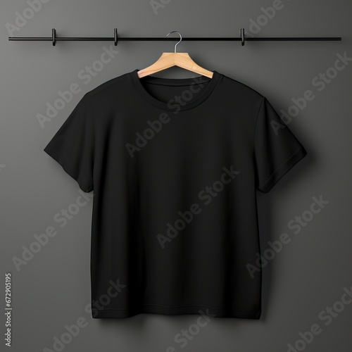 Black t-shirt positioned for mockup design,shirt mockup photography , Generative Ai 