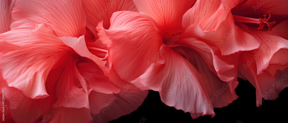 Obraz premium Macro of gladiolus with deep pink ripples and textures.